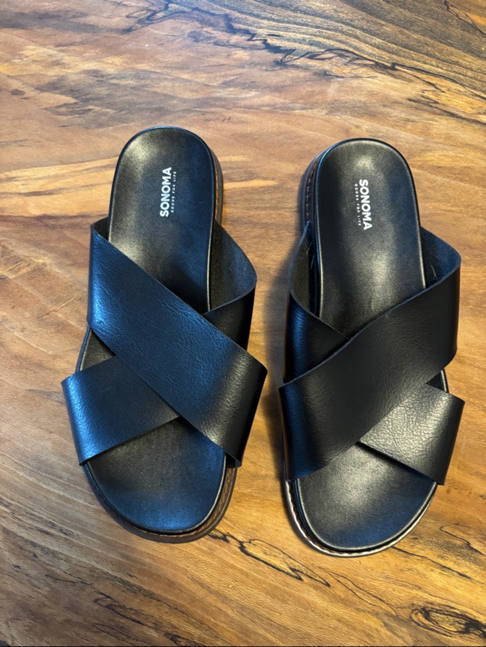 Sonoma Black Crisscross Slide Sandals for Women 6M